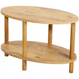 [en.casa] Couchtisch Højreby mit unterer Ablage Wohnzimmertisch Kaffeetisch 43 x 70 x 44 cm Oval Holzoptik