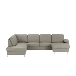 meinSofa Wohnlandschaft mit Sitz- und Rückenbezug aus Leder Kathi ¦ grau ¦ Maße (cm): B: 309 H: 86 T: 235