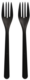 Papstar Gabel, Bio-PP, schwarz, Wiederverwendbare Gabeln aus recyclebaren Material, 1 Packung = 50 Stück