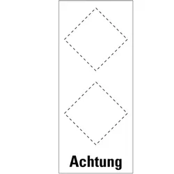 Aufkleber I Grundetikett Achtung, für 2 GHS-Piktogramme, Folie, selbstklebend, 88x168mm
