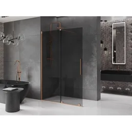 Mexen Velar Duschtrennwand Walk-in 160 x 200 cm, grafit 8 mm, gebürstetes Messing - 871-160-000-43-65