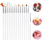 15 Stück Fondant Kuchen Bürsten Set,Lebensmittel Pinsel,Kuchen Malerei Pinsel Zuckerkleber Backpinsel,Backpinsel Werkzeug Dekorationspinsel für DIY Dekorieren Von Kuchen&keksen Und Dessert (Weiß)