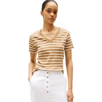 Tommy Hilfiger T-Shirt Slim Cody mit V-Ausschnitt, Mehrfarbig (Hickory/Ecru