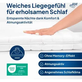 AM Qualitätsmatratzen Basic Komfortschaum-Topper 200 x 200 cm Weiß