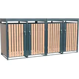 WESTMANN Metall Mülltonnenbox Planta | 4x240 L | Mülltonnenbox mit Pflanzdach | 84x264x124 cm