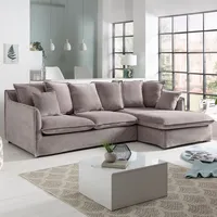 riess-ambiente Großes Ecksofa HEAVEN 255cm taupe Samt Federkern inkl. Kissen - Taupe
