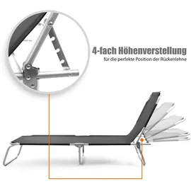 BigDean Sonnenliege 150 x 55 x 0 cm Schwarz