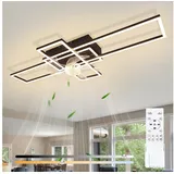 Nettlife Deckenventilator Beleuchtung Schwarz LED Deckenlampe 6 Stufen Fernbedienung leiser, Deckenventilator moder für Wohnzimmer, Esszimmer, Schlafzimmer schwarz