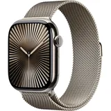 Apple Watch Series 10 GPS 46 mm Titaniumgehäuse natur Milanaise Armband natur M/L