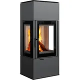 KRATKI Thor View Holzofen, freistehend, BImSchV 2-konform, 8 kW Eckofen, thermische Effizienz, 83%, Staubauslass, 150 mm, Stahl und dekoratives Glas, gerade Verglasung, EEK A Kaminofen