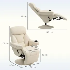Homcom Relaxsessel 85 x 105 x 85 cm Weiß mit Liegefunktion