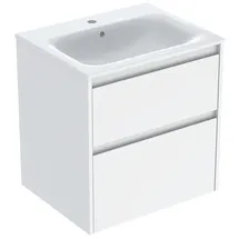 Geberit Renova Plan Möbel-Waschtisch-Set 504039011 Breite 60cm, Korpus/Front weiß / lackiert seidenglanz, Waschtisch: weiß