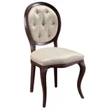 JV Möbel Polsterstuhl Luxus Chesterfield Holzstuhl weiß