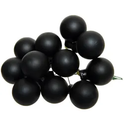12 Glaskugeln am Draht 2,5cm Weihnachtskugeln Spiegelbeeren zum Basteln schwarz