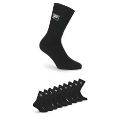 Sportsocken FILA "UNISEX CREW TENNIS FULL TERRY SOCKS", Damen, Gr. 35-38, schwarz, Baumwollmischung, unifarben, elastisch, Socken, mit langem Rippenbündchen