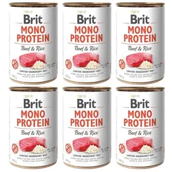 BRIT Mono Protein Beef & Rice 6x400 g Monoprotein-Lebensmittel Rindfleisch und Reis