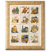 Riolis Kreuzstich Set "Katzenkalender", Zählmuster, 30x40cm