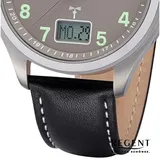 REGENT Herren Funkuhr Titan Analog-Digital mit Lederband 1501565