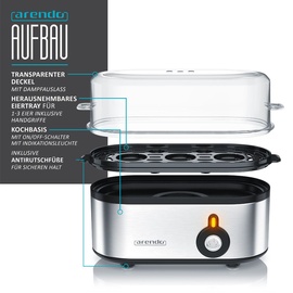 Arendo Frühstücks-Set in silber - Wasserkocher / Toaster / Eierkocher