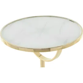 Kayoom Beistelltisch KAYOOM "Rocio, Ausgefallenes Design,Stabiler Marmor-Sockel", weiß, B:46cm H:54cm T:46cm, Tischplatte: 100% marmorisiertes Glas / Gestell: Marmor, Edelstahl, Tische, Beistelltisch, ausgefallenes Gestell, stabiler Marmorfuß, marmorierte 