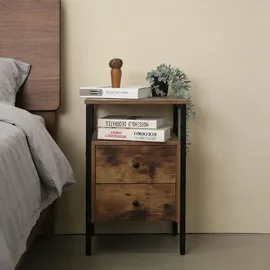 Relaxdays Nachtschrank 2 Schubladen 40 x 40 x 61 cm Braun/Schwarz