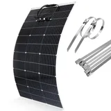 【120W Flexibel Solarpanel 12V】DERUXI 120W Flexibel Solar Panel: 120W 12V Flexibles Monokristallines Solarmodul+6 Pcs Kabelbinder aus Metall Solarzelle PV Solarpanel für Balkongeländer Camping RV Boote
