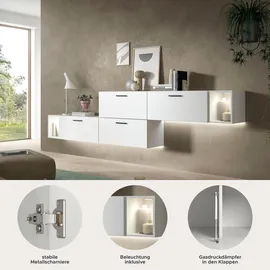 Home Affaire Schrank-Set HOME AFFAIRE "ENESTE, 6-teilig, in verschiedenen Farben, individuell kombinierbar", weiß, B:276cm H:34cm T:97cm, Spanplatte, Kastenmöbel-Sets, inkl. Beleuchtung, Stauraumelement, Kombination, Schrankwand, Lowboard