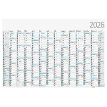 Glocken Wandplaner 2026 Format A1 blau, 102x68 cm