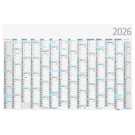 Glocken Wandplaner 2026 Format A1 blau, 102x68 cm