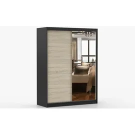 fabryka mebli idczak Schwebetürenschrank Vista 150 x 200 x 0 cm Schwarz