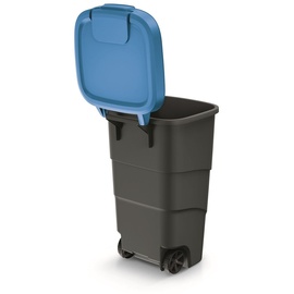 Prosperplast Wheeler 110L Müllbehälter mit Rädern und Deckel Mülltonne Müllgroßbehälter Großmülltonne Universaltonne Kunststoff (Blau)