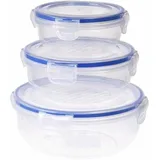 Excellent Houseware Frischhaltedose rund blau/transparent 0,4/0,8/1,4 l 3-teilig