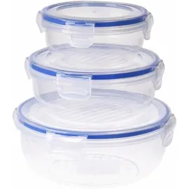 Excellent Houseware Frischhaltedose rund blau/transparent 0,4/0,8/1,4 l 3-teilig