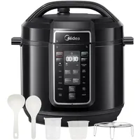 Midea Elektrischer Schnellkochtopf 9-in-1, 8L Multikocher 12 Voreinstellungen Instant, Joghurtbereiter, Reiskocher, Slow Cooker, Sous Vide, Dampfgarer, Nudelkocher, Edelstahl Innentopf, Schwarz