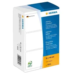 HERMA Adressetiketten für Schreibmaschinen 95x48 mm, 1000 Etiketten, endlos leporello-gefalzt, weiß Papier matt