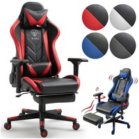 Trisens Gaming Stuhl mit Fußstütze und ergonomsichen 4D-Armlehnen gaming chair in ergonomischer Sportsitz Optik Gamer Stuhl mit verstellbaren Rückenstützkissen Bürostuhl