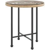 vidaXL Gartentisch Ø50 x 55 cm Hartglas/Stahl braun