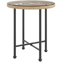 vidaXL Gartentisch Ø50 x 55 cm Hartglas/Stahl braun