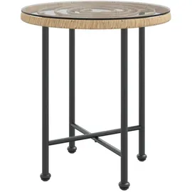 vidaXL Gartentisch Ø50 x 55 cm Hartglas/Stahl braun