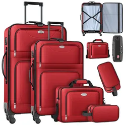 KESSER® Reisekoffer Set 4-teilig   Trolley Kofferset Stoffkoffer mit 3-Ziffern-TSA-Schloss, 360° Rollen & Teleskopgriff   Kosmetiktasche Handgepäck leichter Koffer & große Koffer für Business & Reisen