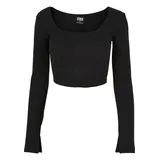 URBAN CLASSICS Short Rib Corsage Langarm-T-Shirt Black XS