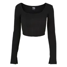 URBAN CLASSICS Short Rib Corsage Langarm-T-Shirt Black XS