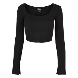 URBAN CLASSICS Short Rib Corsage Langarm-T-Shirt Black XS