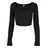 URBAN CLASSICS Short Rib Corsage Langarm-T-Shirt Black XS