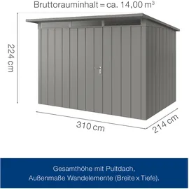 hörmann stauraumsysteme Juno 3,10 x 2,14 m Grau