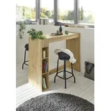 Stella Trading SEATTLE Moderner Bartisch in Artisan Eiche Optik - Platzsparende Theke für Küche & Esszimmer - 140 x 110 x 50 cm (B/H/T)