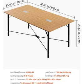Vevor Konferenztisch Besprechungstisch für 6-8 Personen 180 x 90 cm (L x B) rechteckiger Kombinationsschreibtisch Meetingtisch Mehrzwecktisch Pausentisch mit Metallbeinen für Büro Konferenzraum