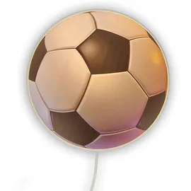 meineWunschleuchte Kinderzimmer Wandlampe mit Schalter & Stecker Ø 25cm, Fußballmotiv aus Kunststoff mit Kabel & E14 LED, Kinder Wand Nachttischlampe