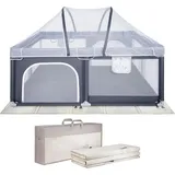 Onvaya ONVAYA® Laufgitter mit faltbarer Spielmatte und Insektenschutznetz | Laufstall für Babys 120 x 160 cm | Schutzgitter für Kinder | Rechteckiges K...