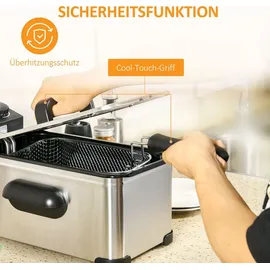 Homcom Fritteuse 3L Edelstahl Silber